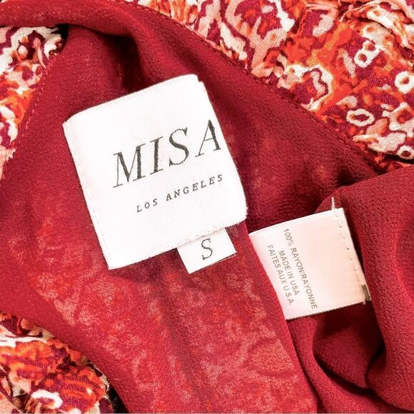 Misa Thale Marseille Print Pom Pom Tassel Floral Paisley Ruffle Maxi Dress Sz S - Picture 7 of 8